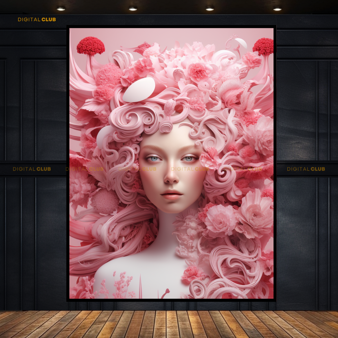 Girl with Pink Colour - Premium Wall Art