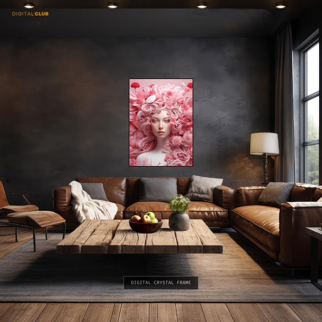 Girl with Pink Colour - Premium Wall Art