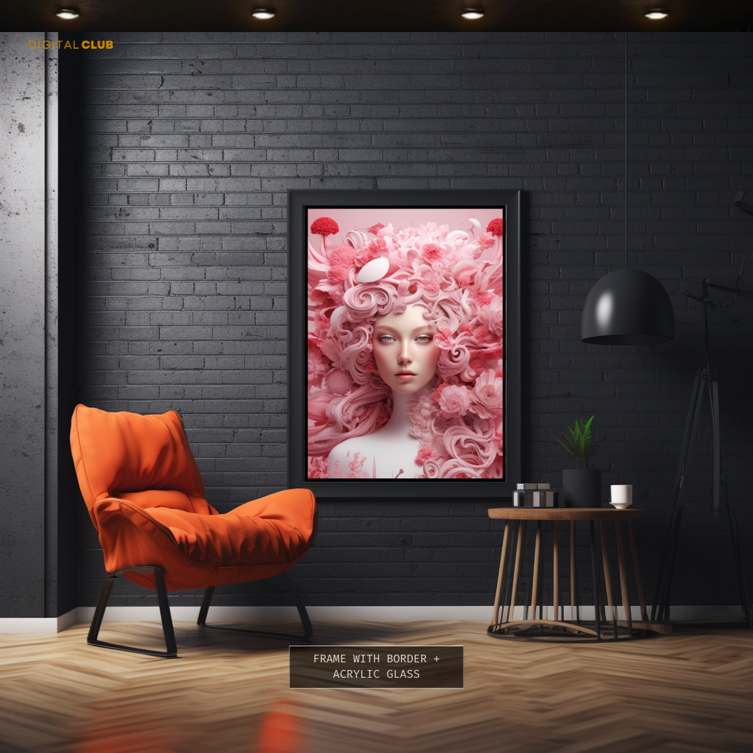 Girl with Pink Colour - Premium Wall Art