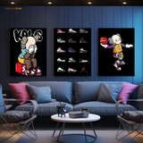 KAWS Sneakers Artwork - 3 Panel Wall Art