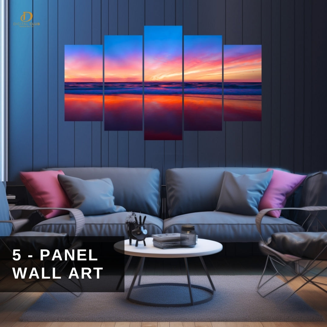 Sunset - Minimalistic - 5 Panel Wall Art