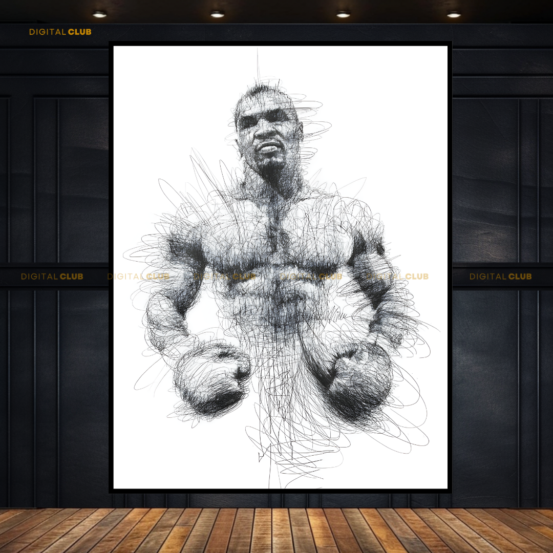 Mike Tyson - Pencil Sketch - Premium Wall Art