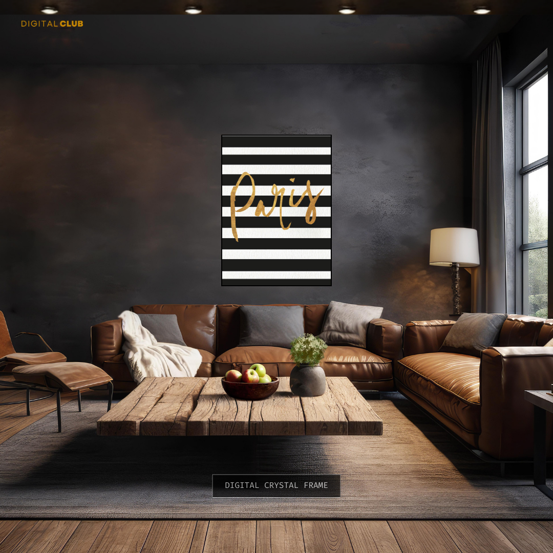 Paris Black & White Stripes Premium Wall Art