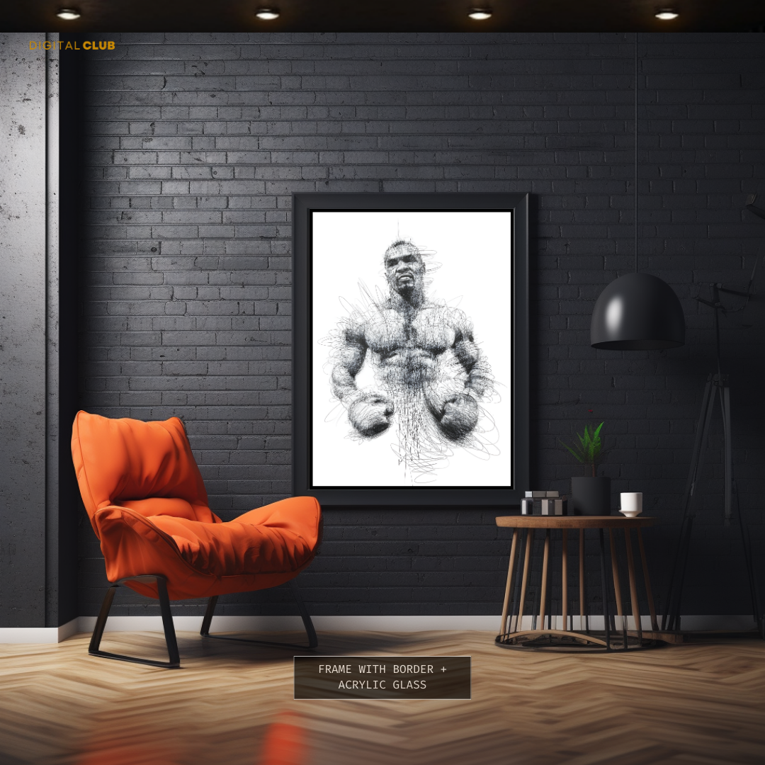 Mike Tyson - Pencil Sketch - Premium Wall Art