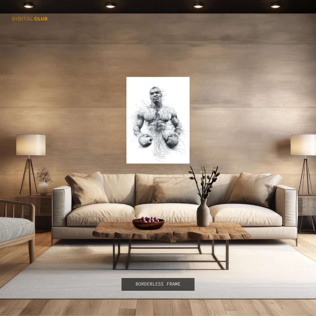 Mike Tyson - Pencil Sketch - Premium Wall Art