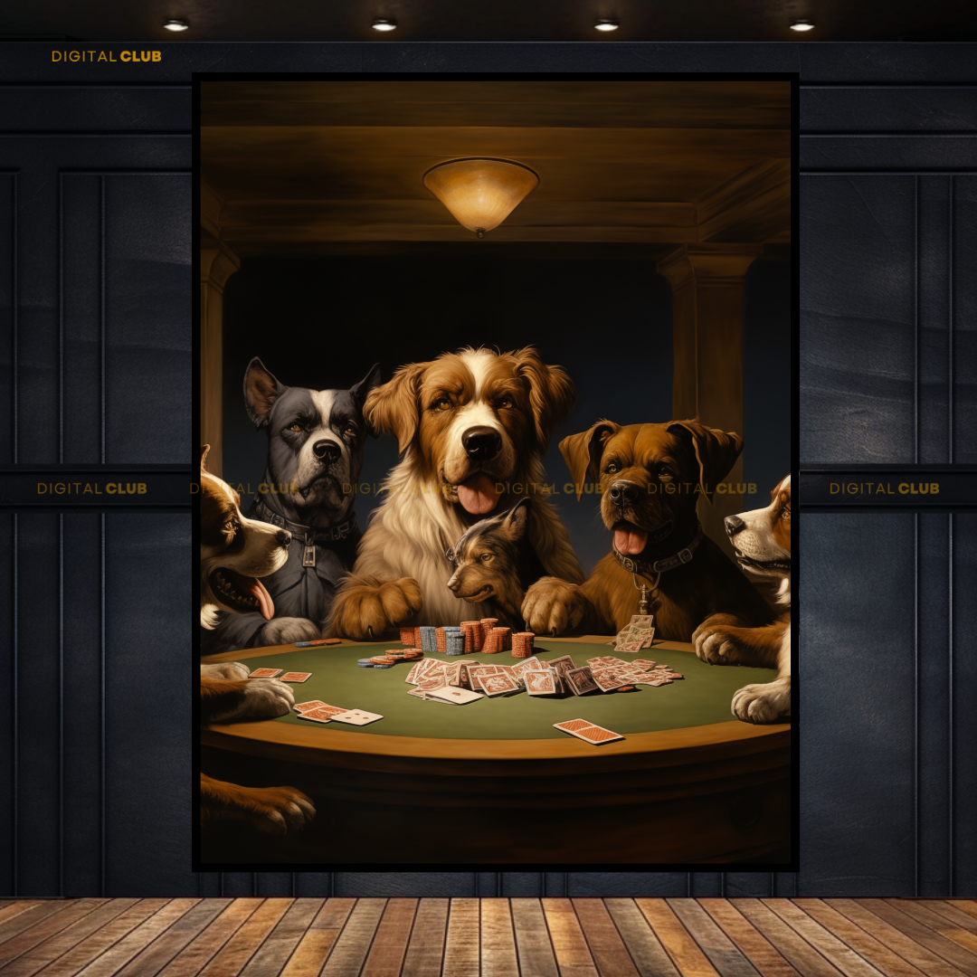 Dogs Playing Poker - Animal & Wildlife Premium Wall Art