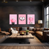 KAWS Pink Figurine 1 - 3 Panel Wall Art