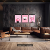 KAWS Pink Figurine 1 - 3 Panel Wall Art