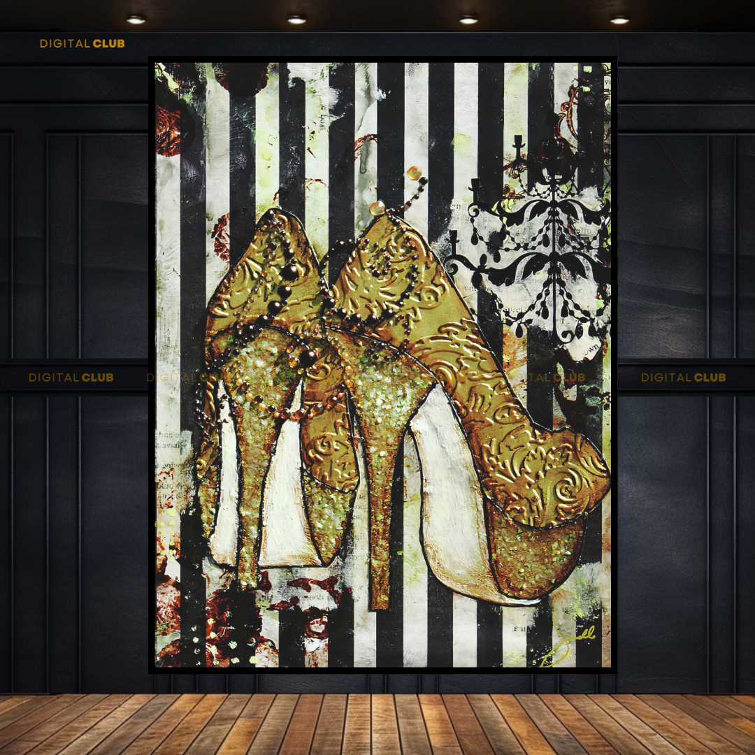 Gold High Heels Premium Wall Art