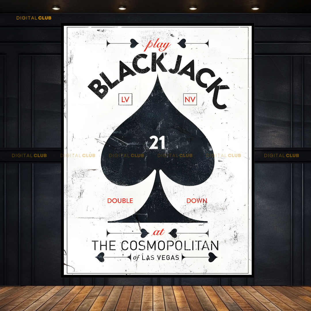 Blackjack Card Game Casino Premium Wall Art