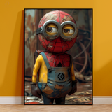 Minions x Spiderman - Cartoon - Premium Wall Art