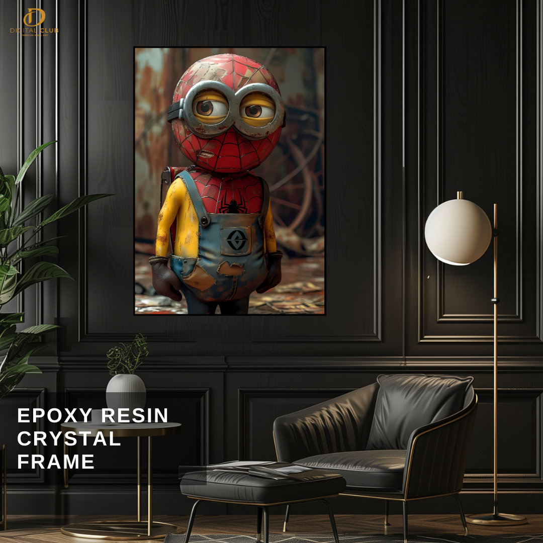 Minions x Spiderman - Cartoon - Premium Wall Art