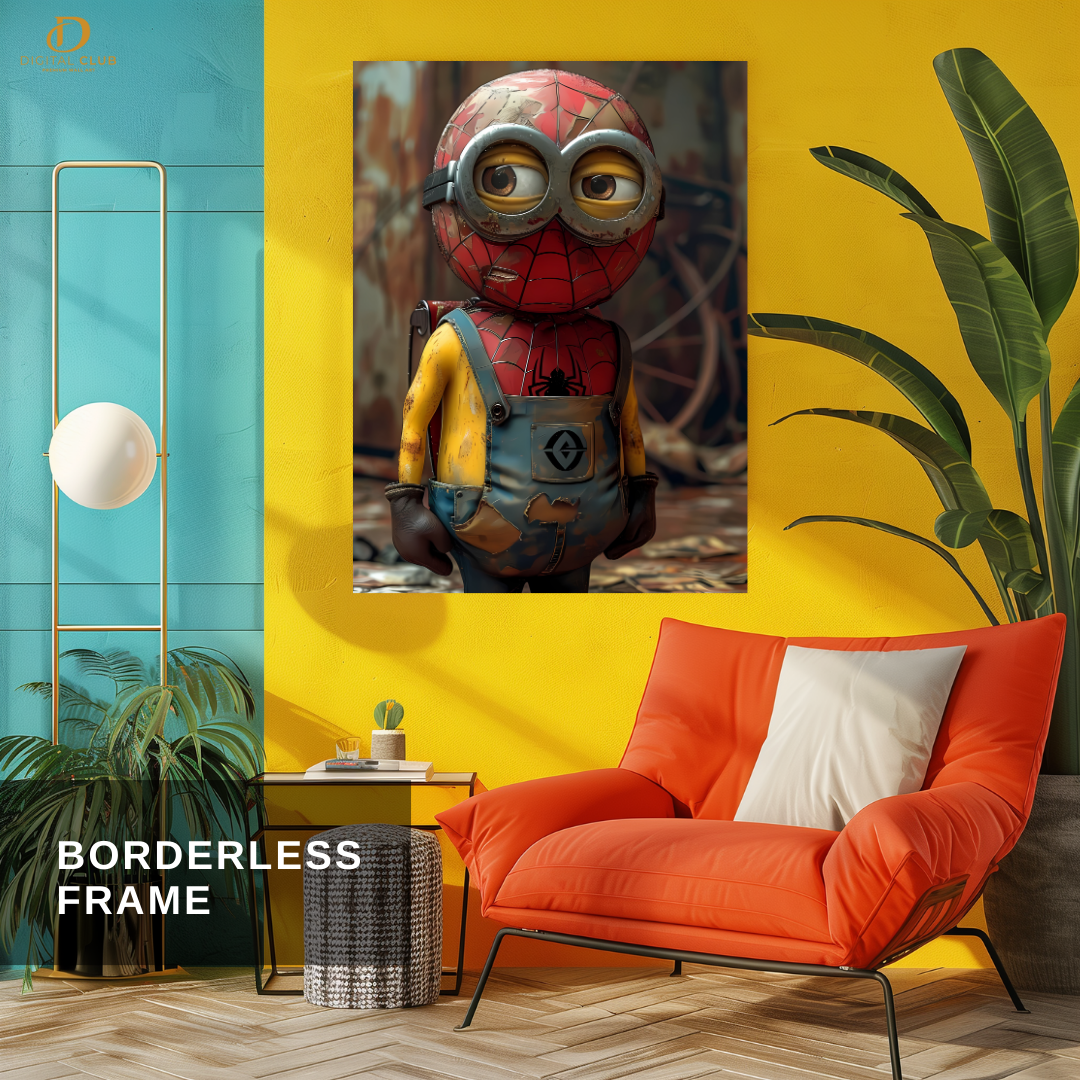 Minions x Spiderman - Cartoon - Premium Wall Art