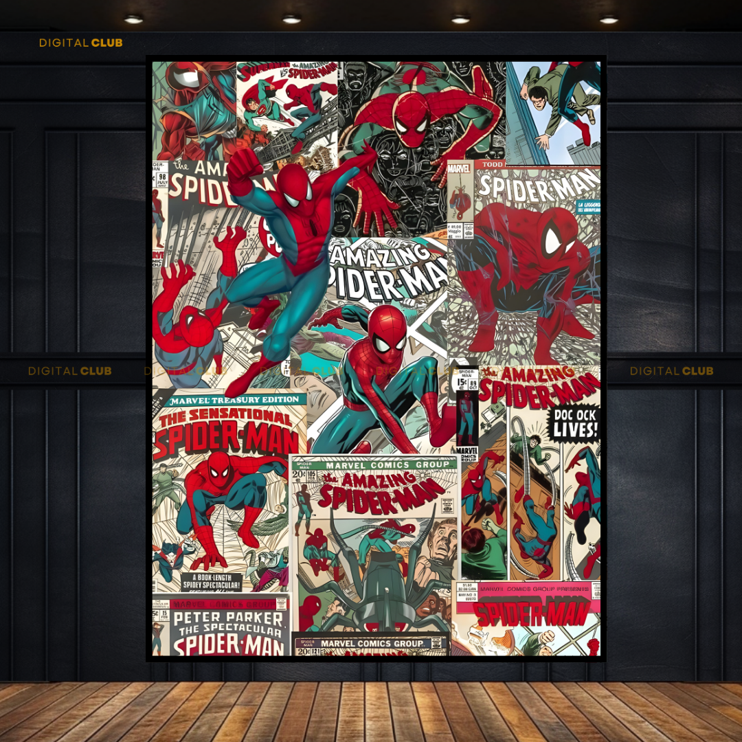 Spiderman - Comic Artwork - Premium Wall Art