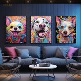 Colour Splash Dog Artwork - 3 Panel Wall Art