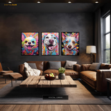 Colour Splash Dog Artwork - 3 Panel Wall Art