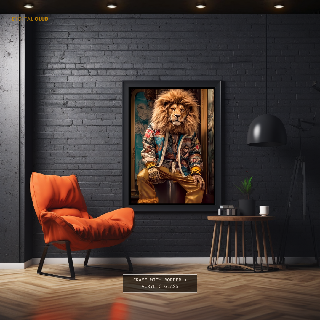 Lion in Swag Premium Wall Art