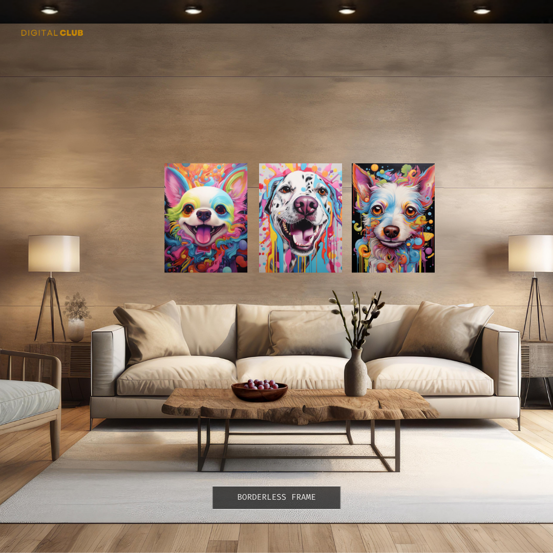 Colour Splash Dog Artwork - 3 Panel Wall Art